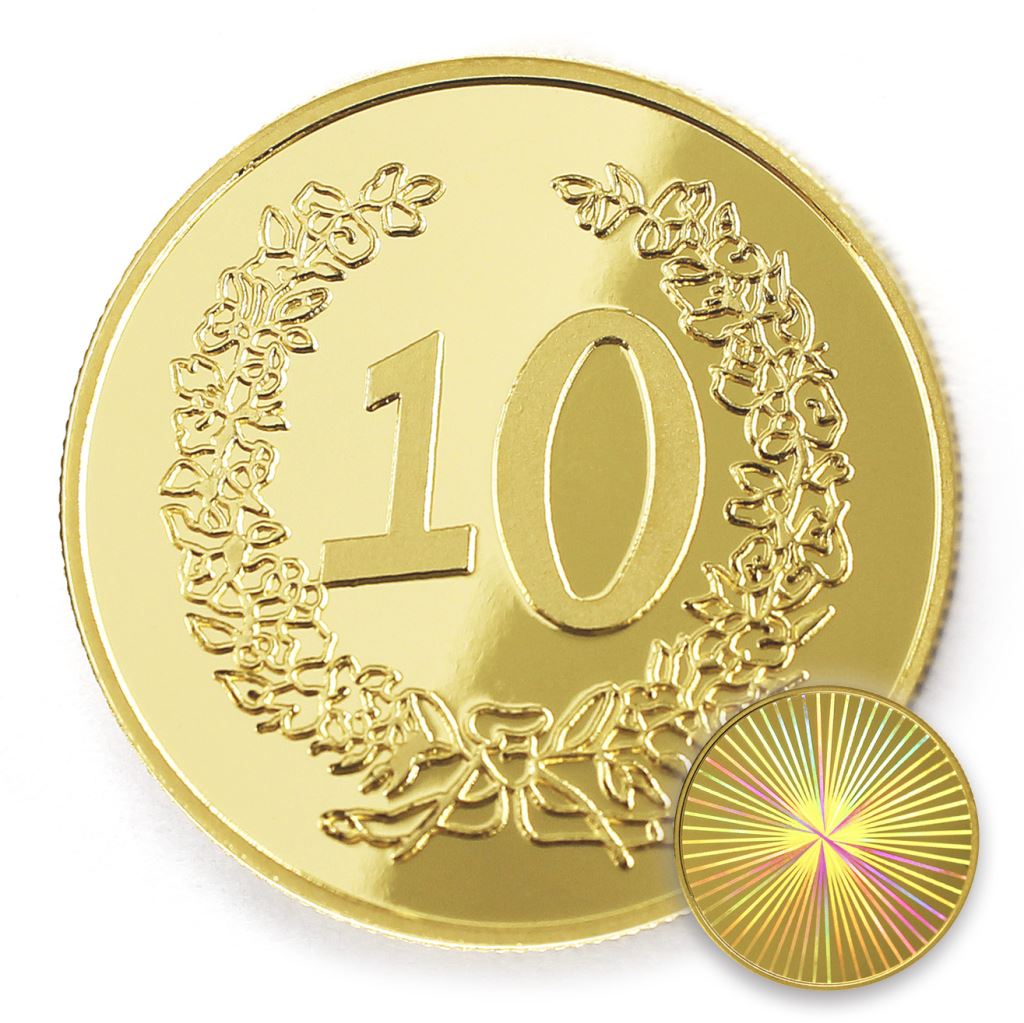 【銅幣】年資10花邊-幻彩雕刻32