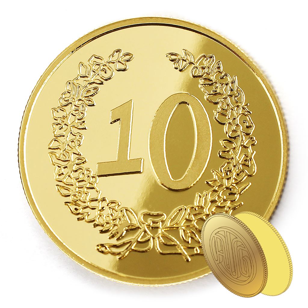 【金銅幣2】年資10花邊-鏡面雕刻32
