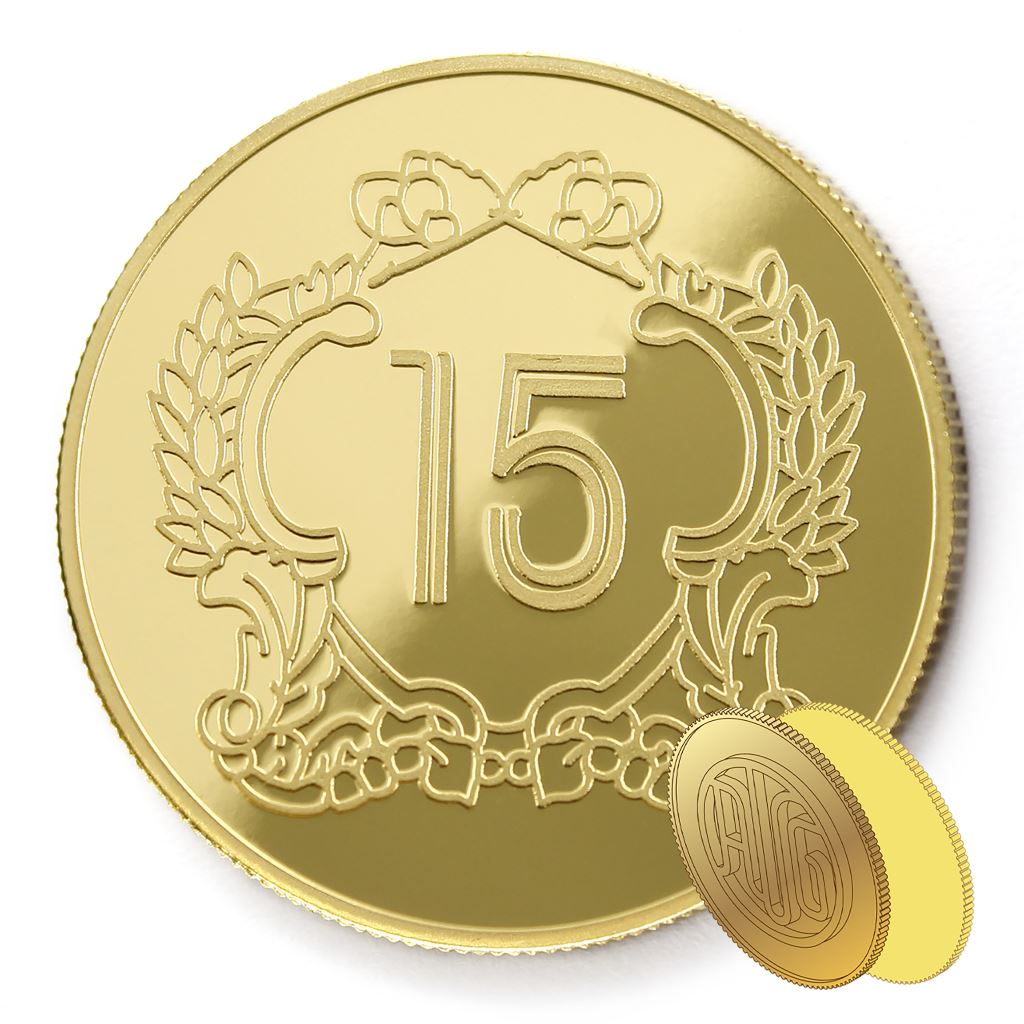 【金銅幣2】年資15榮耀-鏡面雕刻38