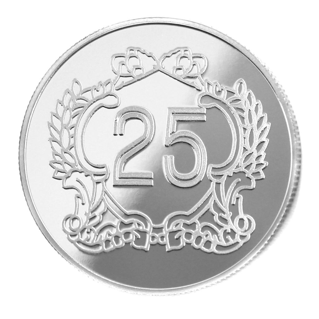 【銀幣】年資25榮耀-鏡面雕刻38