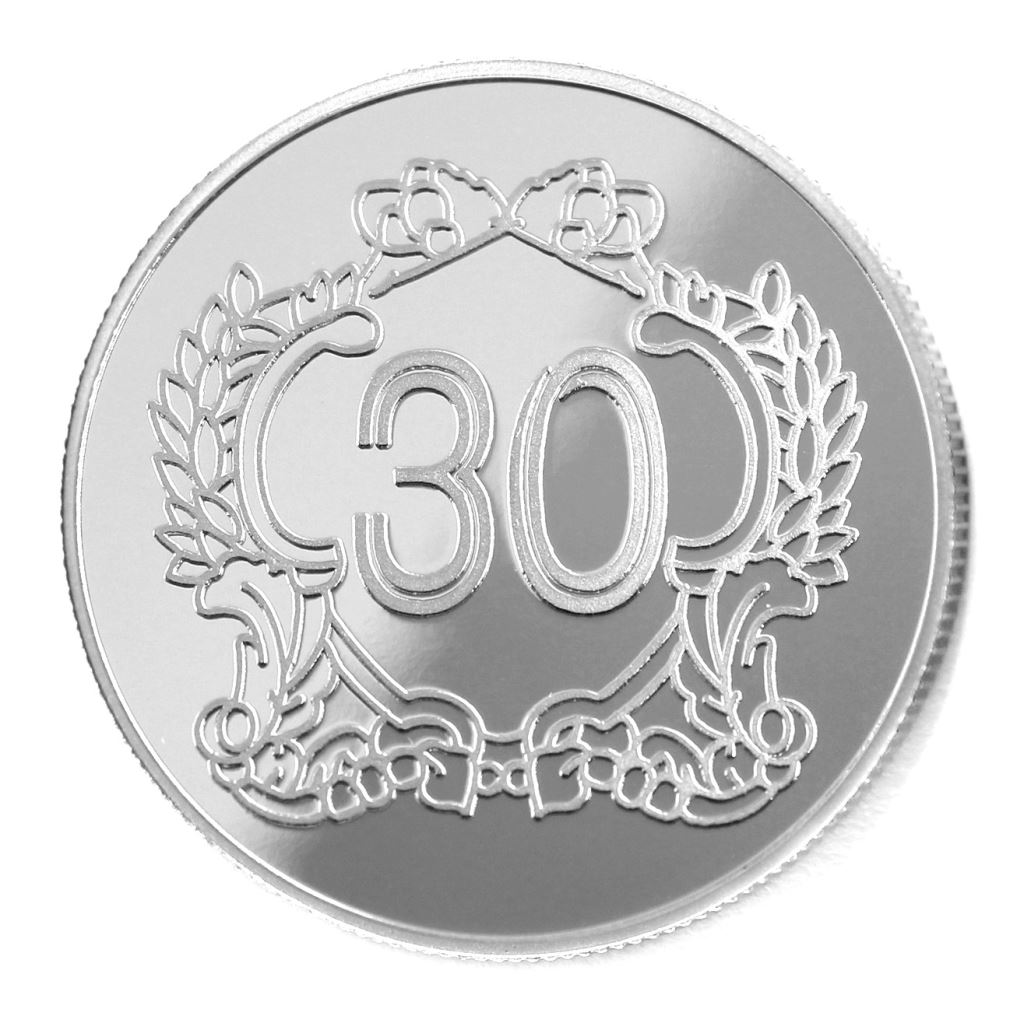 【銀幣】年資30榮耀-鏡面雕刻38