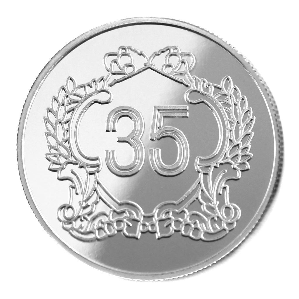 【銀幣】年資35榮耀-鏡面雕刻38