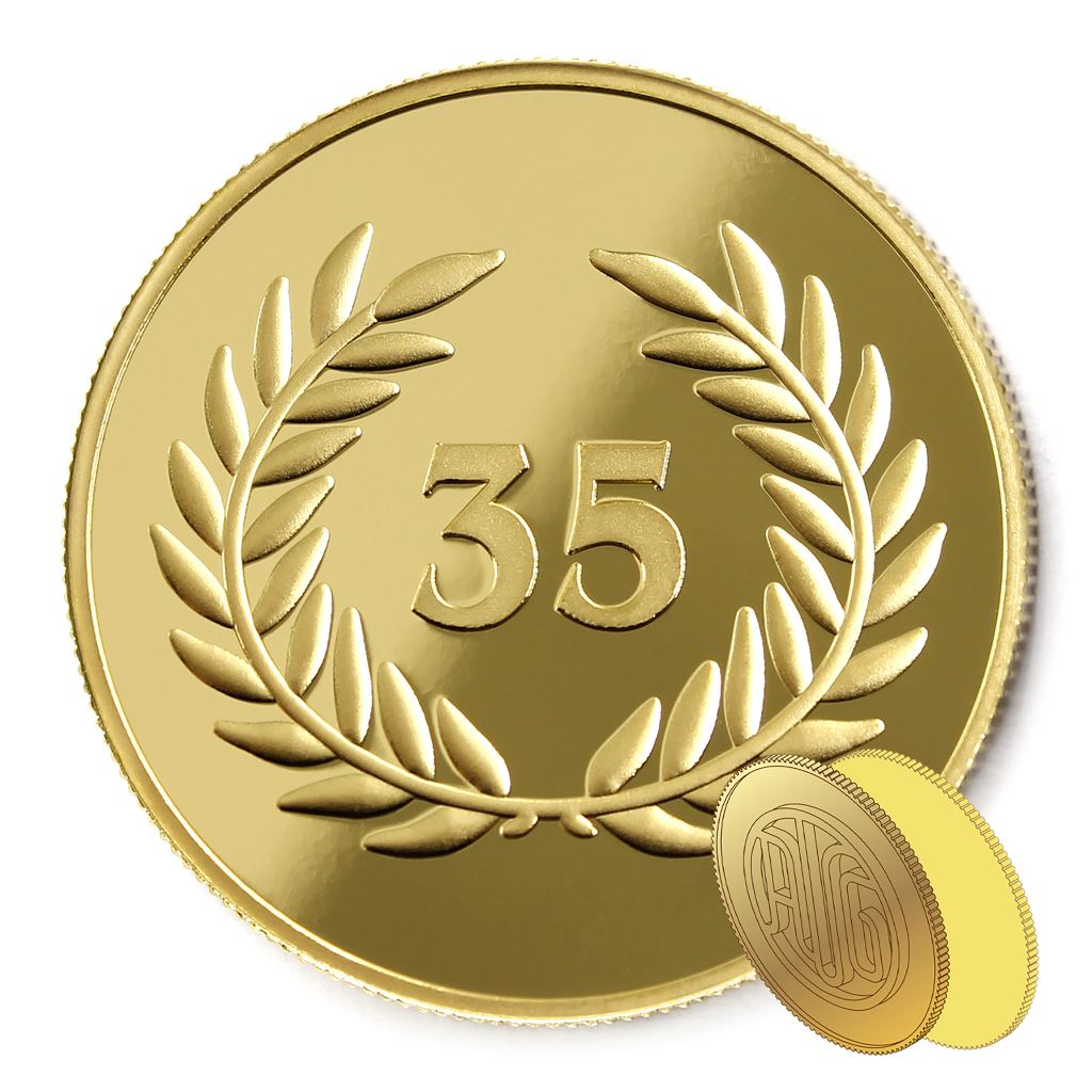 【金銅幣2】年資35月桂-鏡面雕刻38