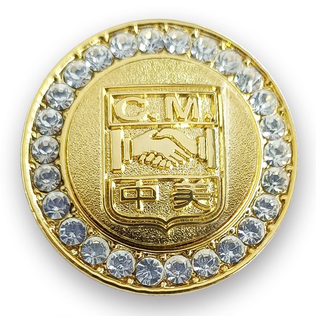 【胸章/徽章類】鑲石金屬胸徽章-1